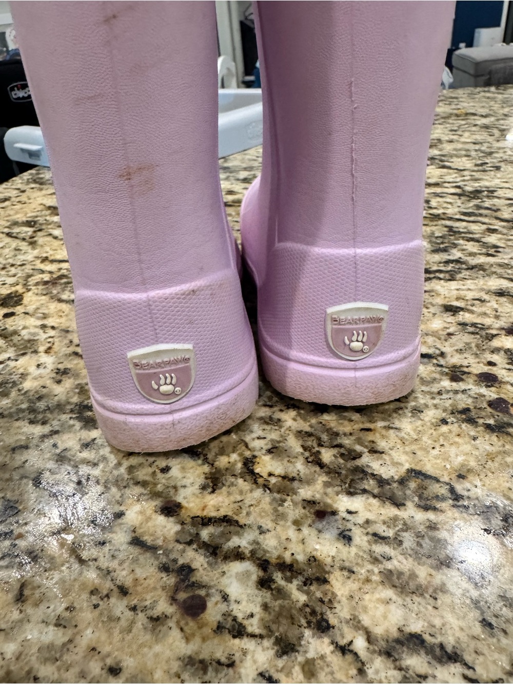 BearPaw Light Pink Kids Rain Boots with Paw Logo